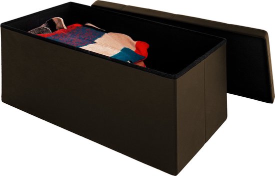 Banc Casaria avec rangement - 80x40x40cm 100L Faux cuir - Marron