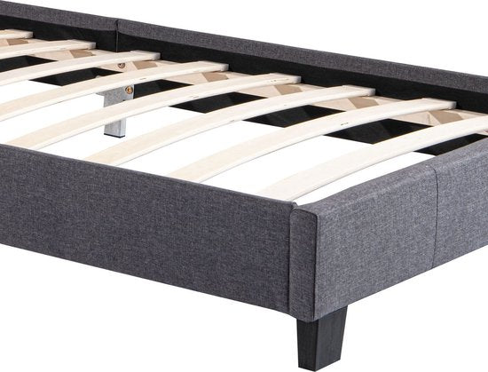 Lit rembourré Verona - 90 x 200 cm - Gris - Eclairage LED