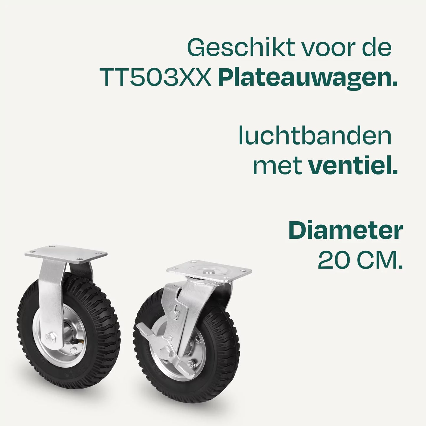 Roues à bandage pneumatique - Lot de 4 - Pour chariot à plate-forme TT503XX - Roues de transport - Confortables et amortissantes