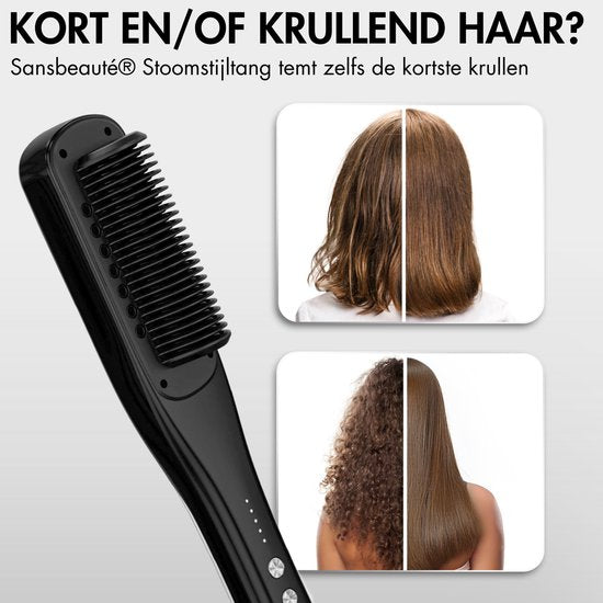 Sansbeauté® Steam Straightener PRO - Lisseur à vapeur - Lisseur professionnel 5.0 - Lisseur à vapeur - Noir