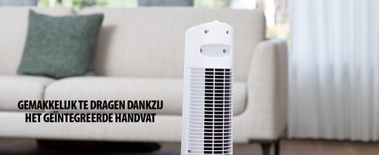 Ventilateur colonne 76 cm – 3 vitesses – Oscillation – Minuterie – Compact et élégant – Tristar VE-5864 – Blanc