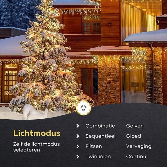 Giftmas Icicle Christmas Lights - Lumières de Noël d'extérieur - 120 LEDs - 4m - Reliable jusqu'à 12m - Pour l'intérieur et l'extérieur