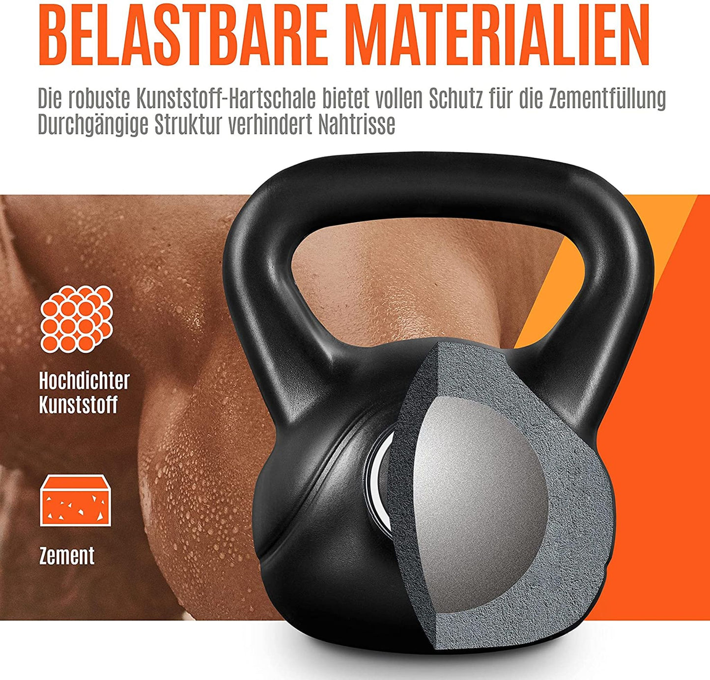 Ensemble de kettlebells Yaheetech 2 kg, 4 kg, 6 kg et 8 kg - Noir - Plastique et béton - 16,5 x 14 x 18,5 cm à 22,5 x 19,5 x 26 cm
