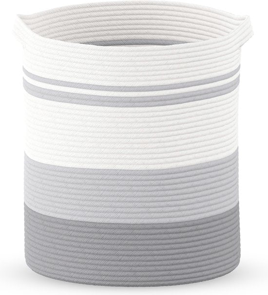 Panier à linge Organess - Trieur de linge - Pliable - 80L - Coton - Blanc & Gris