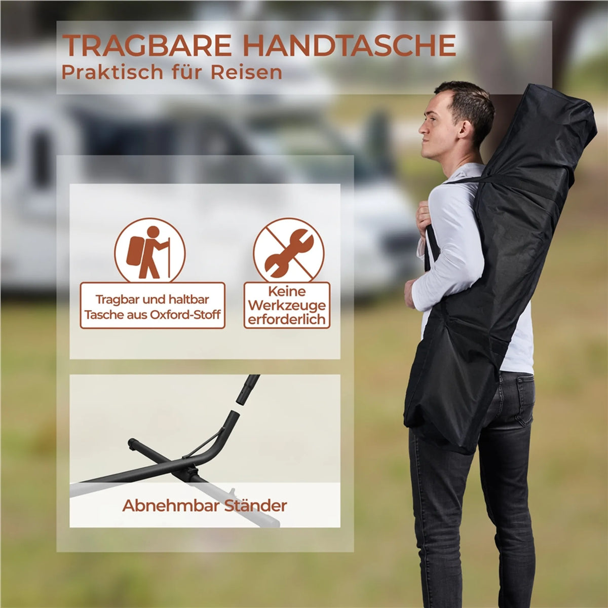 Hamac Yaheetech avec support - Rayures bleues et vertes - 2 à 3 personnes, jusqu'à 205 kg