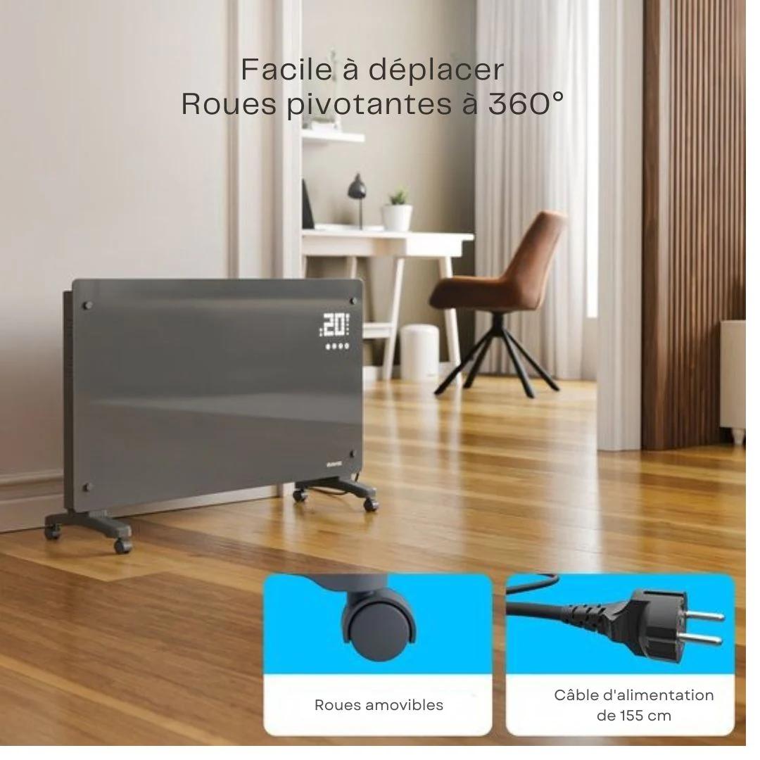 Chauffage Électrique - Auronic - Convecteur avec Thermostat et Télécommande - Panneaux chauffants - jusqu'à 30 m² - 2500W - Gris