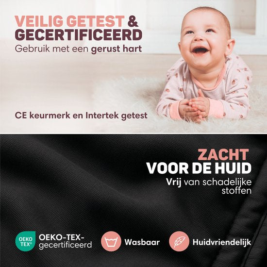 Vulpes Goods® BabyCare - Porte-bébé - Porte-bébé ergonomique 0-36 mois - Porte-bébé ventral de luxe jusqu'à 20 kg - Coton OEKO-TEX® - Confort mains libres - Avec support dorsal et position M - Noir