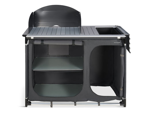 Cuisine de camping Trvlmore avec pare-vent et évier - 120 x 120 x 83 cm