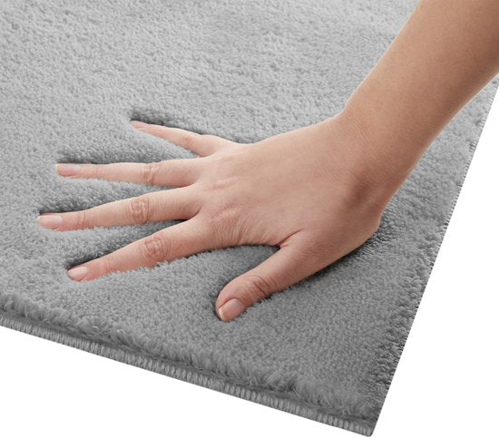 tectake® Tapis à poils courts - 120 x 170 cm - Gris - Tapis pour le salon, la chambre à coucher, la salle à manger - Facile d'entretien et lavable - Sous-couche antidérapante - Antiallergique - Diverses tailles et couleurs