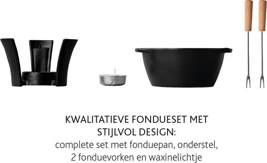 Boska Fondue set Party Mini - Caquelon à fondue - Pour fondue au fromage et sauce - Noir - 300 ml
