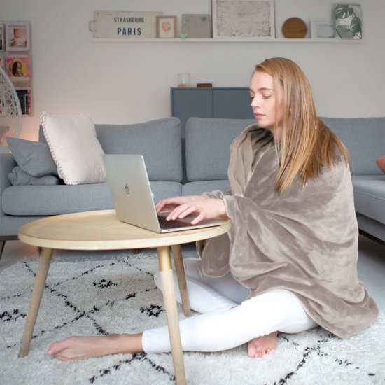 Couverture chauffante - Auronic - Couverture électrique - 2 personnes - 3 niveaux de chaleur - Avec minuterie - 200 x 180 cm - Taupe