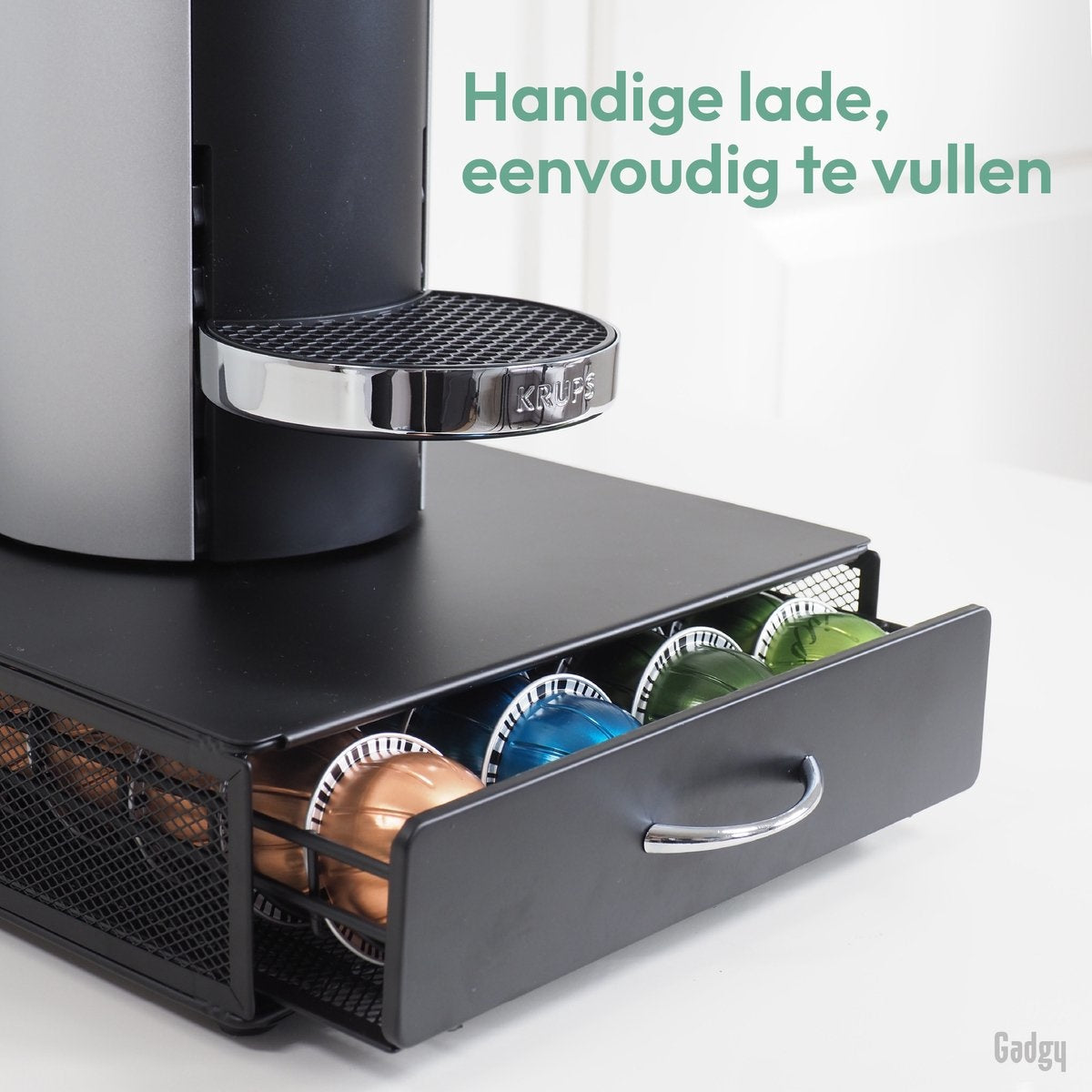 Gadgy Porte-capsules pour 40 tasses Vertuo - Porte-tasses à café avec tiroir - Noir - acier inoxydable