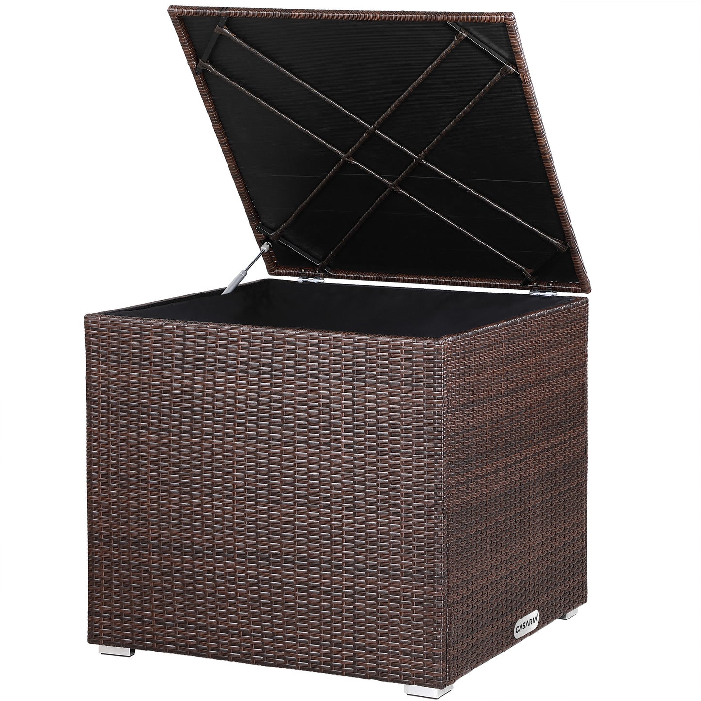 Boîte de rangement Casaria en polyrotin - marron - 75x75x70 cm - avec sac hydrofuge