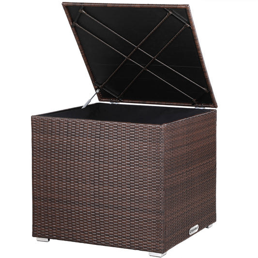 Boîte de rangement Casaria en polyrotin - marron - 75x75x70 cm - avec sac hydrofuge