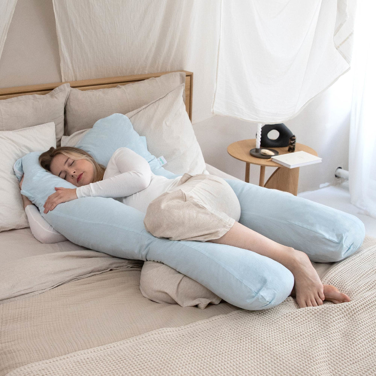 Litollo® Zwangerschapskussen XXL - Voedingskussen - Lichaamskussen - Body pillow - 280cm - Zachte fleece stof - Grijs - Met gratis extra afneembare hoes (t.w.v. €29,95)
