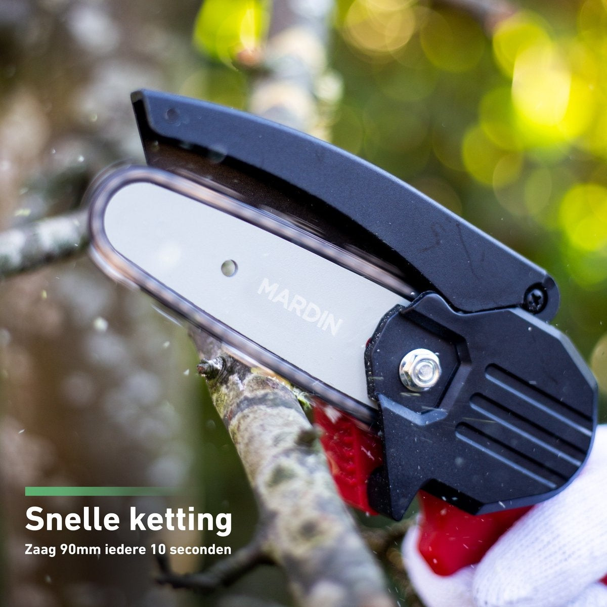 Mardin - Mini tronçonneuse - Scie d'élagage - 2 Batteries - Mallette incluse - Rouge