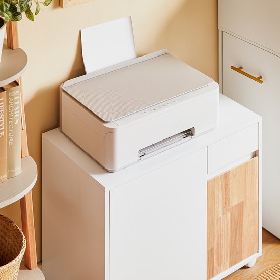 SoBuy ASK04-WN Table d'impression - Meuble pour imprimante en bois composite blanc