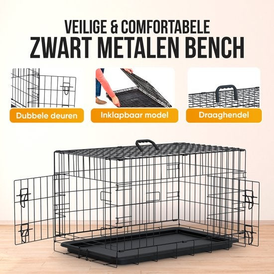 Banc pour chien XXL - Avalo - Cage pliable - 2 portes - 122x74x80 CM