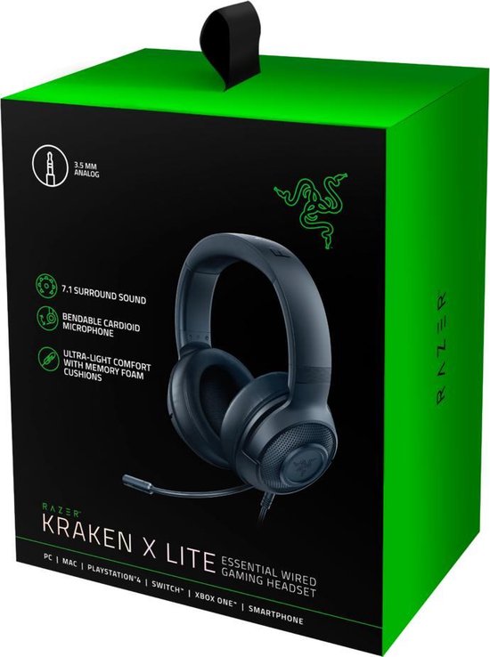 Razer Kraken X Lite - Casque gaming - Léger - PS4/PS5/Xbox/PC/Nintendo Switch/Mobile - Noir