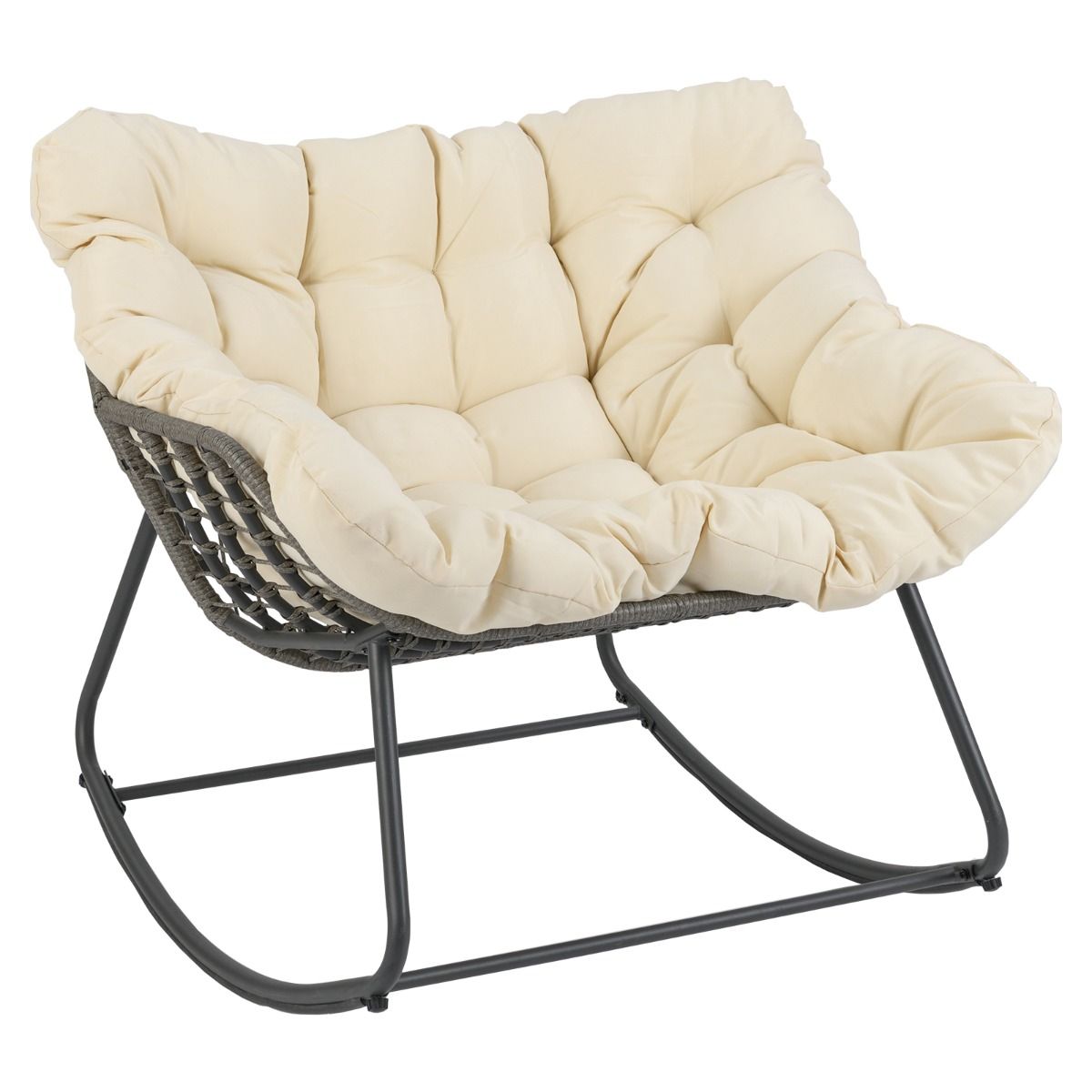 Fauteuil à bascule Coast - très grand format - coussin épais amovible - beige et gris