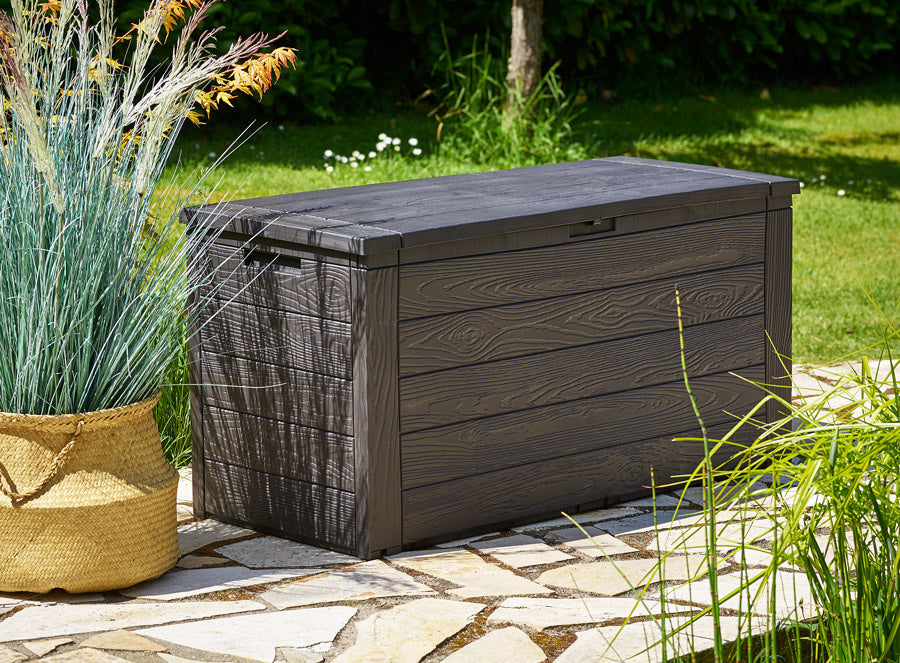 Boîte de rangement éxtérieur - Deubois - anthracite - Extérieur - Convient pour la terrasse, le balcon et le jardin -120 x 46 x 57cm  - Gris