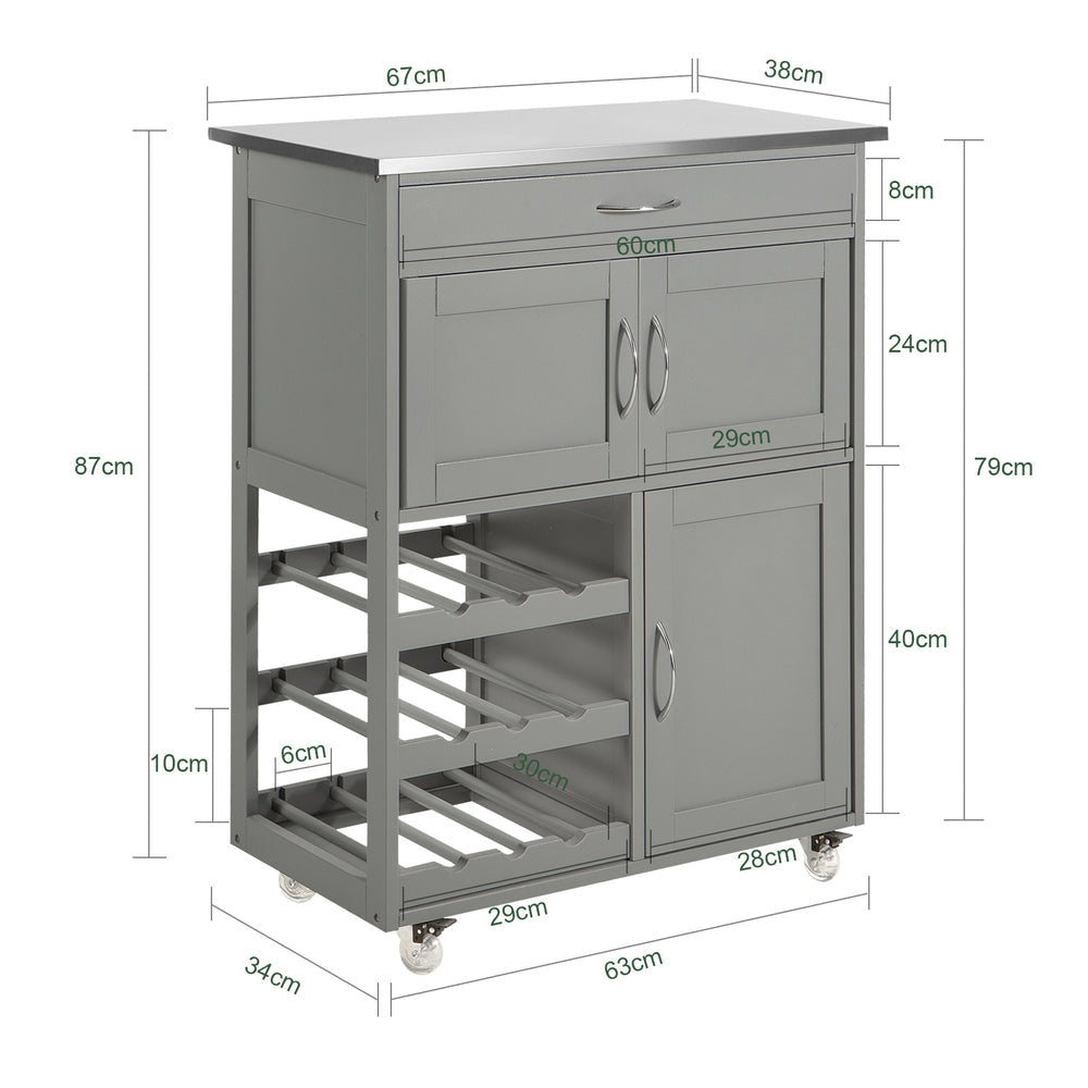 Desserte - SoBuy - Chariot de cuisine - Max. 60KG - 67 x 87 x 38 cm - Gris