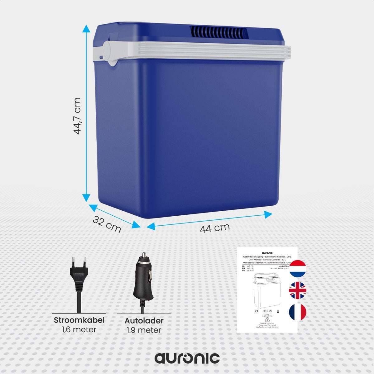 Auronic Glacière électrique - Bleue - 25L - 12V et 240V