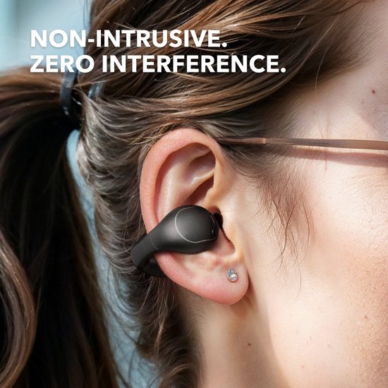 soundcore by Anker C40i Wireless Open-Ear Earbuds Black - Ecouteurs - clip-on, articulation flexible, boutons de contrôle, confort léger, maintien stable grâce aux poignées amovibles, haut-parleurs étendus pour un son clair.