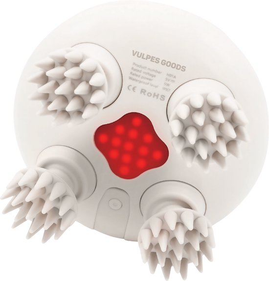 Vulpes Goods® BodyCare - Appareil de massage crânien à infrarouge - Masseur électrique - Masseur de cuir chevelu - Brosse à cheveux - Stimule la croissance et la circulation des cheveux - Rechargeable par USB