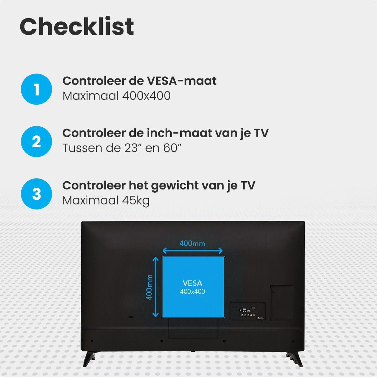 Support TV - Auronic - Rotatif et inclinable - 23 à 60 pouces - jusqu'à 45 KG - Noir