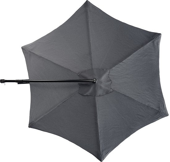 Parasol à bras articulé Tristar - 300 cm, rond - Jardin - Hauteur réglable - Pied en croix et housse de protection inclus - PA-7905 - Anthracite