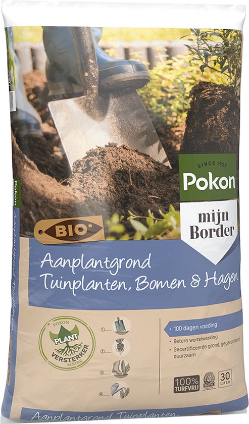 Pokon Bio : terreau de plantation pour plantes de jardin, arbres et haies - 30 l - 100 jours de nutriments - sans tourbe