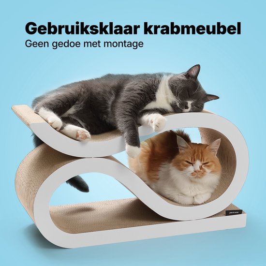 Jake and Jacky Scratching Cardboard for Cats 2 in 1 Model - Scratching Post Cardboard - Scratching Board - Scratching Basket - Scratching Furniture - Cardboard Scratching Mat - Cat Basket - Cat Bed - 60x24x34cm