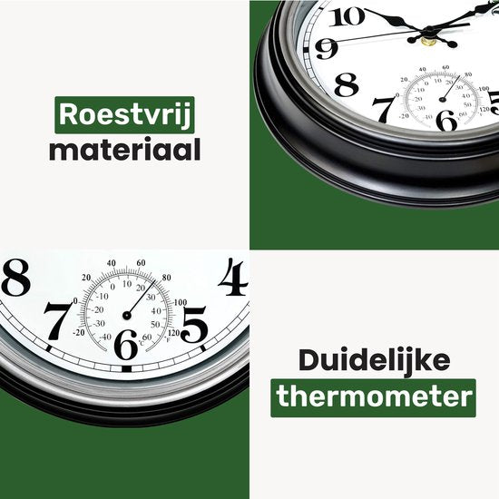 Horloge d'extérieur - Etanche - Horloge de jardin - Horloge rétro - Horloge de gare double face - Horloge murale