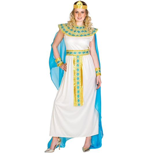Costume de Cléopâtre pour femme - taille S - blanc - robe, collier, accessoires pour les cheveux, bracelets
