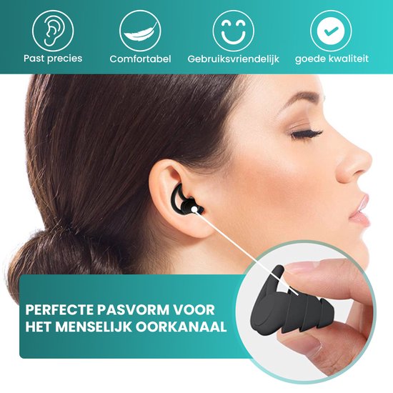 MR. Bouchons d'oreille PANACHE - Bouchons d'oreille pour le sommeil - Anti-ronflement - Bouchons d'oreille - Bouchons d'oreille pour le sommeil - Bouchons d'oreille insonorisés - Silicone sans BPA - Haute réduction du bruit (35dB) - Noir