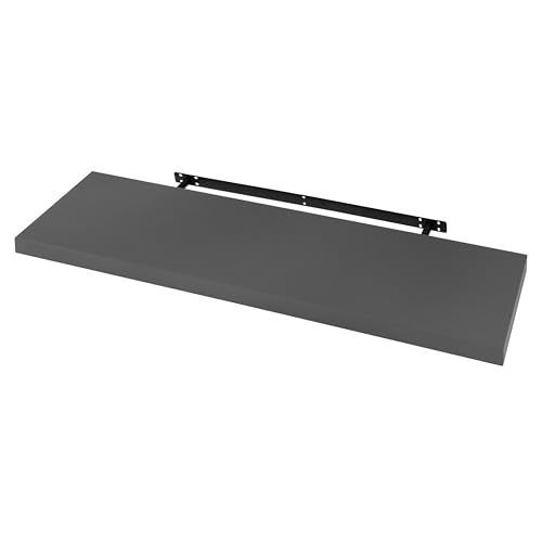 Woltu Floating Wallboard RG9317dgr - Panneau mural en bois Gris foncé - 100 x 22,9 x 3,8 cm