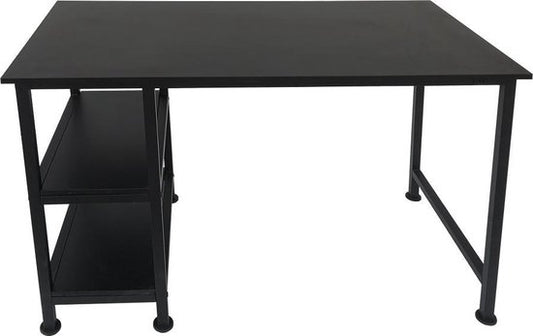 Bureau table informatique - avec étagères de rangement - métal noir bois - largeur 110 cm