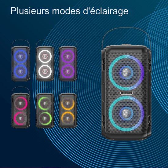 Auronic Partybox - Bluetooth - Enceinte de fête - Boîte à musique - Éclairage des disques - Connexion USB, AUX et carte SD - Noir