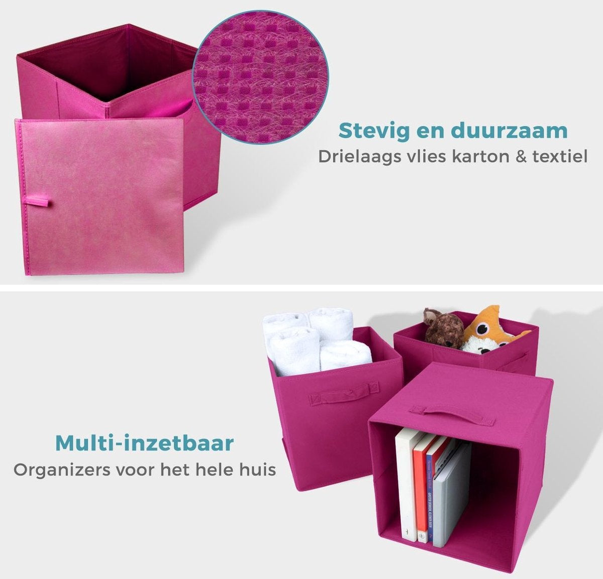 LifeGoods Organiseurs de placards - 6 pièces - 20L - Textile - Rose