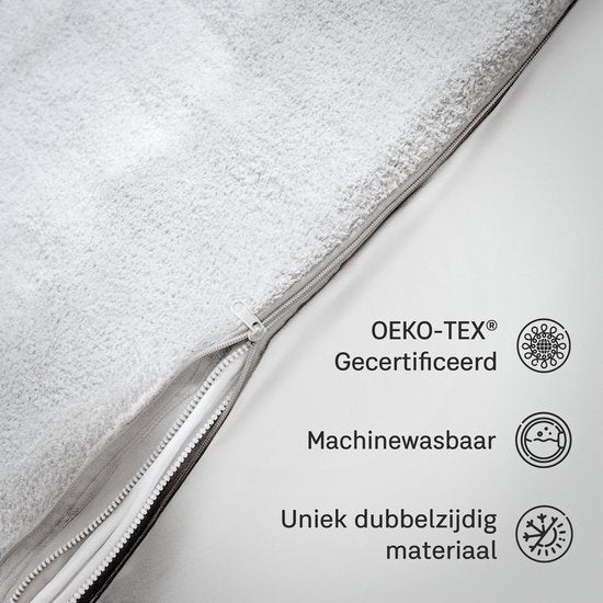 Couverture CozySense® 140x200 - Matériau double face - Pour toutes les saisons - Technologie de fermeture éclair à 360° - Hypoallergénique & OEKO-TEX® - Blanc