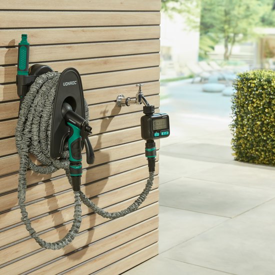 VONROC Water timer - Ordinateur d'arrosage - digital - système d'irrigation automatique - intervalle et durée largement réglables : 1h à 15 jours/ 1sec à 99min - résistant à l'eau IPX5