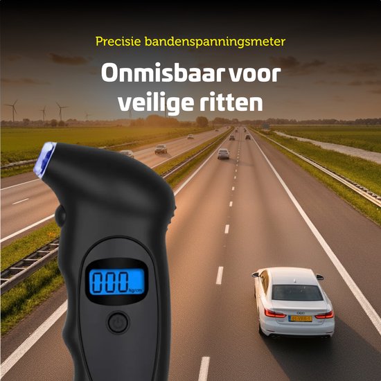 Garpex® Tyre Pressure Gauge - Manomètre pour pneus - Lampe de poche intégrée - Numérique - Manomètre