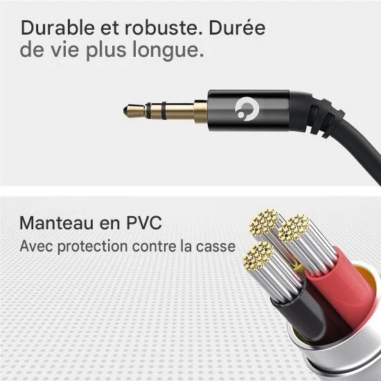 Auronic AUX Cable - Câble audio 1.5M - 3.5 mm - Mâle à Mâle - Noir