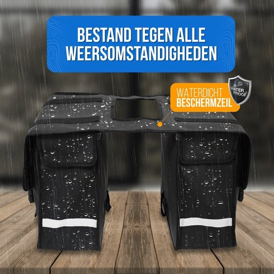 Strex Double Panniers Waterproof - Sac à dos 40 litres - Noir - Avec réflecteurs - Vélo électrique