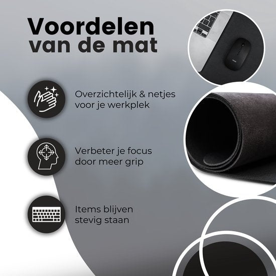 WURK Tapis de bureau professionnel en cuir synthétique - Organisateur de bureau - Accessoires de bureau - Tapis de souris XXL - Avec clip de câble - 120x60 - Noir