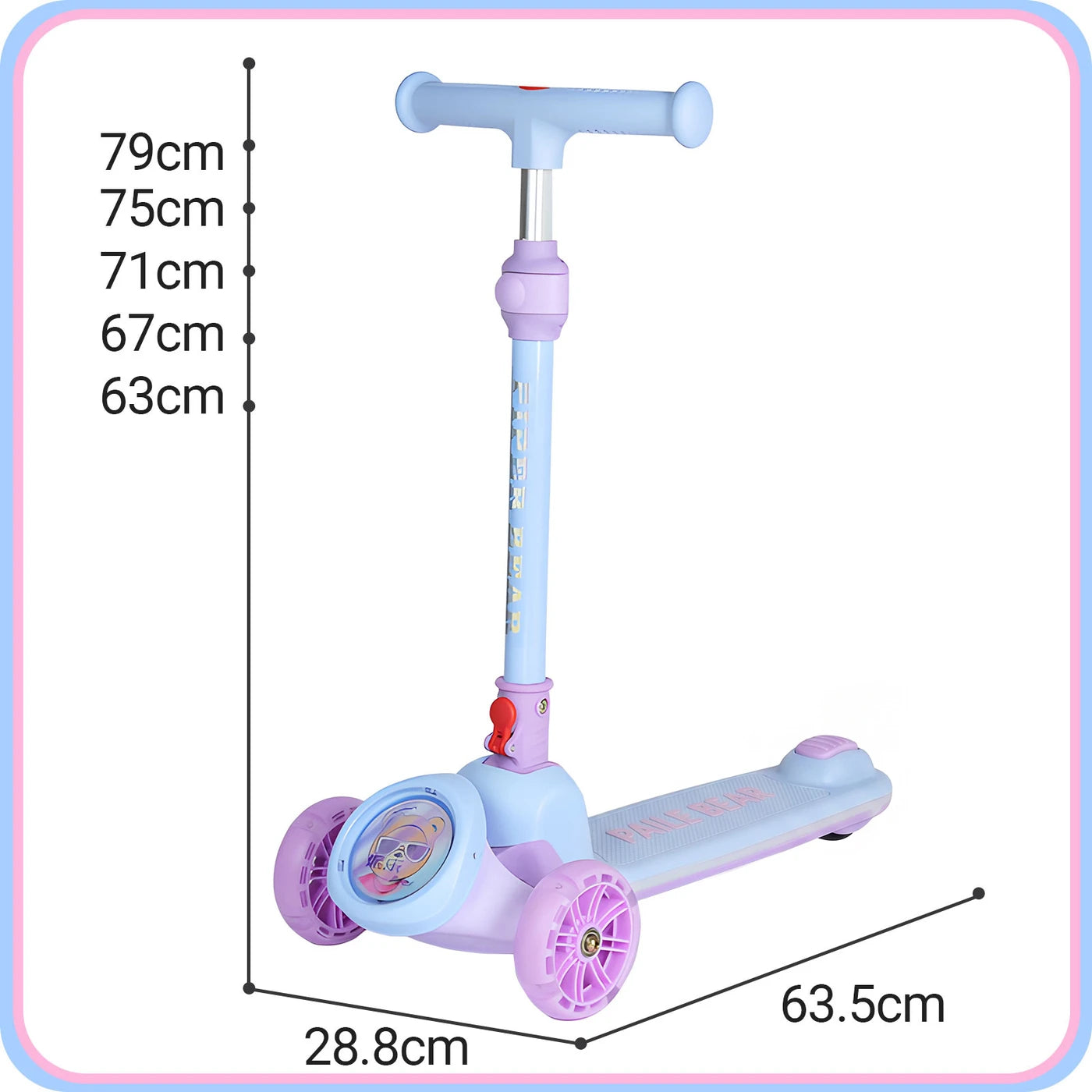 Trottinette pour enfants Neuleb KS001 - 3 roues avec éclairage LED - Guidon réglable - Repose-pieds large et antidérapant - Pour les enfants de 3 à 10 ans