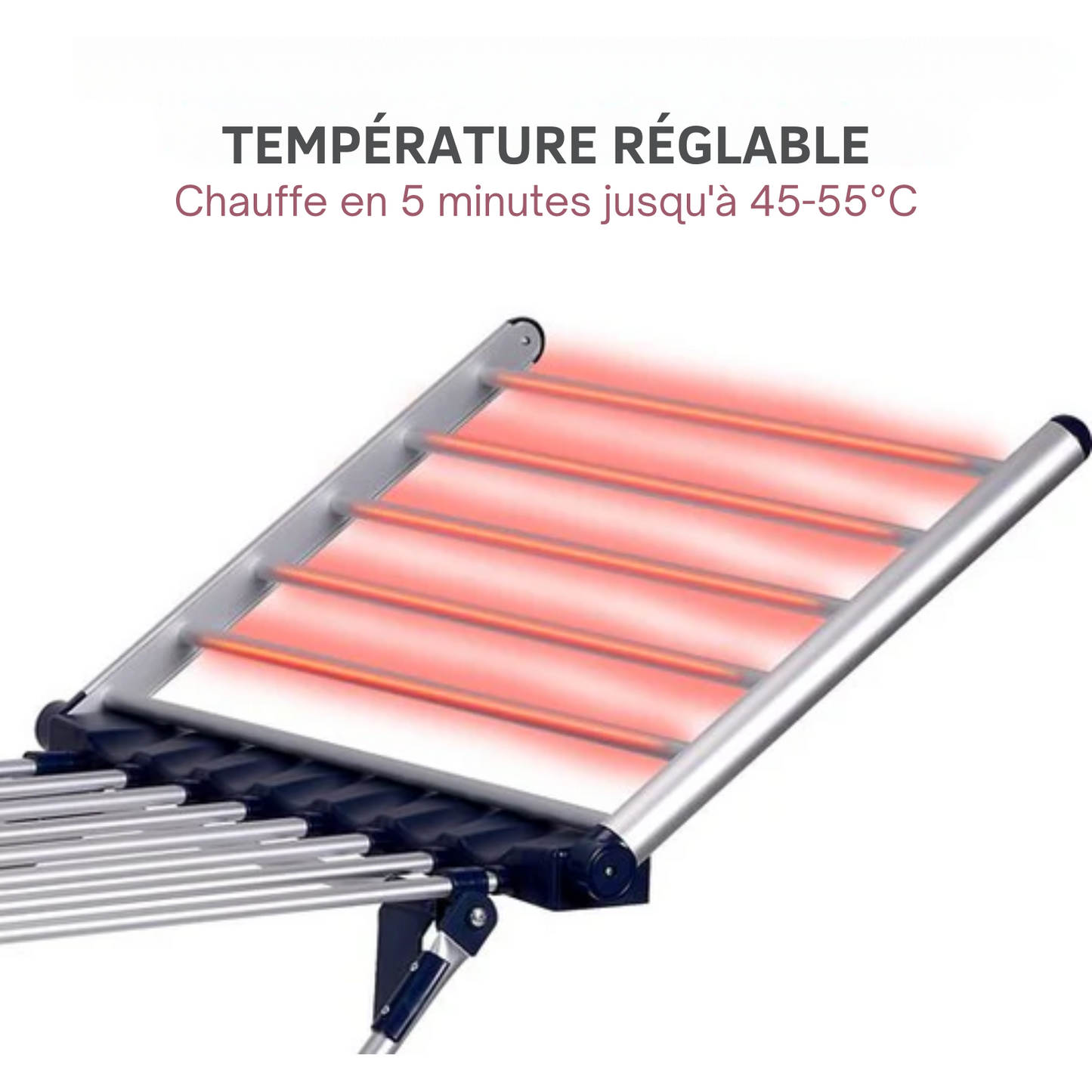 Étendoir électrique - Dirt Devil - 20 Tiges – Séchage 12 m – Température Réglable 45-55°C – Pliable - 147 x 54 x 94 cm - Aluminium