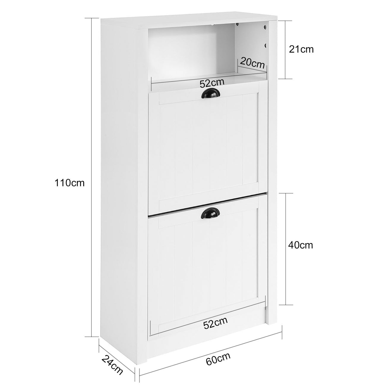 SoBuy FSR87-K-W Meuble à chaussures avec 2 abattants - 60 x 24 x 110 cm - Blanc