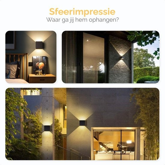 Lampe Goliving - Applique noire intérieur et extérieur - Lampe cube industrielle - Lampe d'extérieur - Eclairage LED étanche - Economique et inoxydable - 10x10x10 cm